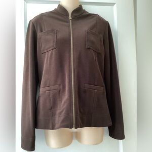 Chico's Zip Jacket with Pockets Size 0 Brown
